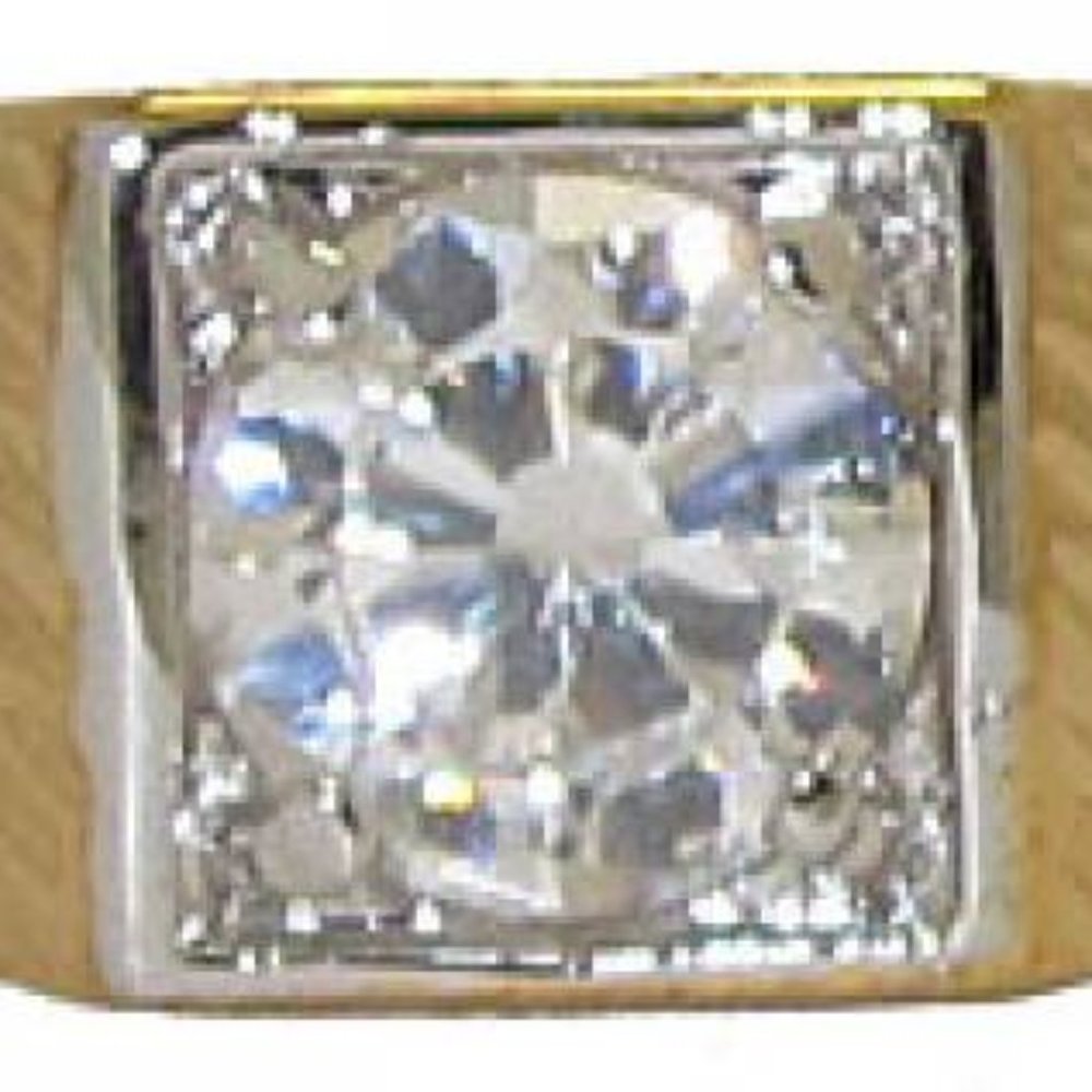 MEN'S Cubic Zirconia Ring 14kt gold US made size 7 8 9 12 13 NWT